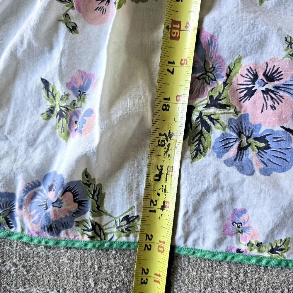 Vintage Floral Half Apron Pansy Print Cotton Retro Kitchen Hostess Pocket OS